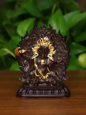 Tibetan Buddhism, colored glaze, dark sky, two-armed Mahagara hair care tantric Buddha statue Mahajaro