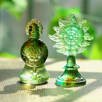 Ancient Glass Flower Eater Tibetan Tantra Offerings Buddha Utensils Eight Offerings Dorma Eater Butter Flower Ornaments A pair
