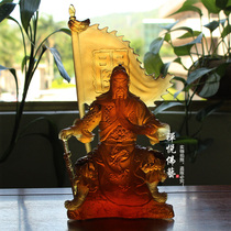 Pure handmade ancient law Liuli Wu Shengguan Second Master statue Guan Gong ornament Jia Lan Bodhisattva jewelry handicraft free postage