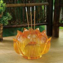 Zen Yue Ancient Law Glass Lotus Water Supply Bowl Home Decoration Entrance Ornaments Buddha Front Incense Insert Furnace Oil Lamp Holder Free Shipping