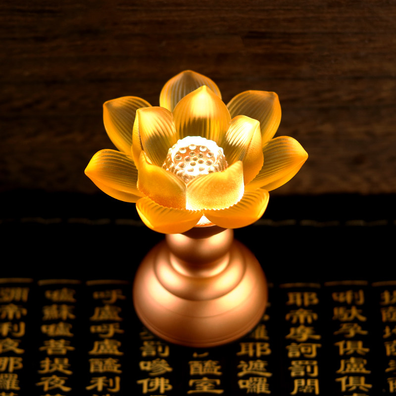 Lotus lamp ancient method of real glazed charging with plug-in electric model Buddha for lamp home Changming lamp deco-colored light lotus lanterns-Taobao