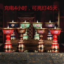 Rechargeable electronic butter lamp tantric Buddha offering eight auspicious lotus flower home lamp temple festival smokeless changming offering lamp