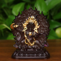 Tibetan Buddhism Glass big Black Sky God of Wealth statue with two arms Mahagala Guardian Tantric Buddha Statue Maha Garo
