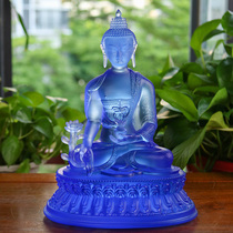 Chinese auspicious glass medicine master Buddha desktop offering ornaments handmade seven Buddha medicine men gifts light rulai home
