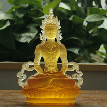 Handmade ancient glass longevity Buddha statue Tibetan Buddhist supplies customized exquisite tantric offering ornament free postage