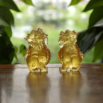 Glass Cat - Dragon Head - Evil Car Car Exquisite Tea Ceremony Small Tea Pet Ornament Zen Decoration