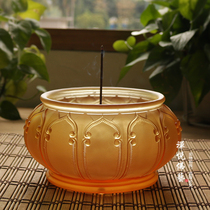 Zen Yue Buddhist Art Ancient Law Glass Auspicious Flower Incense Burner for Buddha Guanyin Sandalwood Incense Burner Buddhist Hall Supplies Home Offering Ornaments