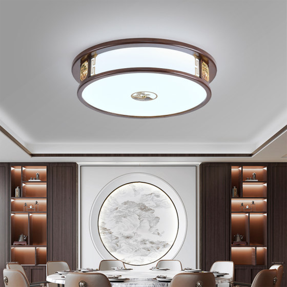 New Chinese-Style Bedroom Ceiling Light, Solid Wood Living Room Lamp, Full Spectrum Eye-Protection Lighting for Room, Study, Dining Room, Whole House Lighting Fixtures 2025