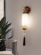 High-End New Chinese Style All-Copper Solid Wood Bedside Wall Lamp for Bedroom, Study, Dining Room, Tv Background Wall, Chinese Style, Zen Style