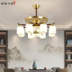New Chinoiserie Fan Lamp Living Room Chandelier Restaurant Lamp with Invisible Fan All Copper Solid Wood Ceiling Lamp 2025 New Style