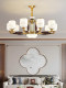 New Chinese-Style Living Room Chandelier with Copper, Jade, and Solid Wood, Hall Fan Light, Dining Room 2025 New Model, Whole House Lighting Fixtures