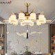 New Chinese Style Fan Lamp Living Room Dining Room Chandelier All Copper Solid Wood Classy Chinese Style Zen Bedroom Tea Room Ceiling Fan Lamp