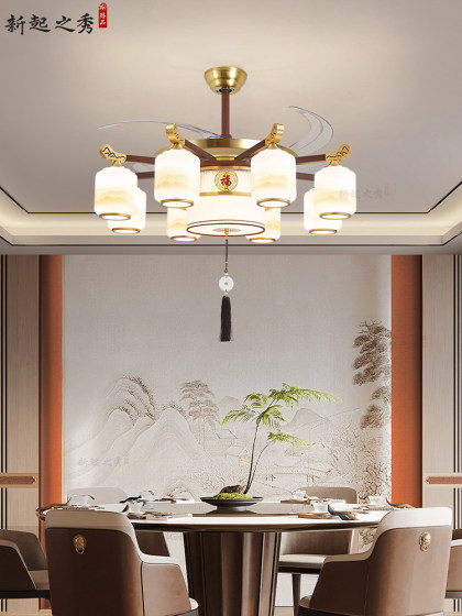 New Chinese-Style Living Room Chandelier, Copper and Solid Wood, High-End Hall Main Light, Chinese-Style Dining Room and Bedroom Light, Whole House 2025 New Model