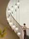 New Chinese-Style Staircase Chandelier, Multi-Head Solid Wood Chandelier with Song Dynasty Aesthetics, Spiral Staircase Duplex Pendant Light 2026