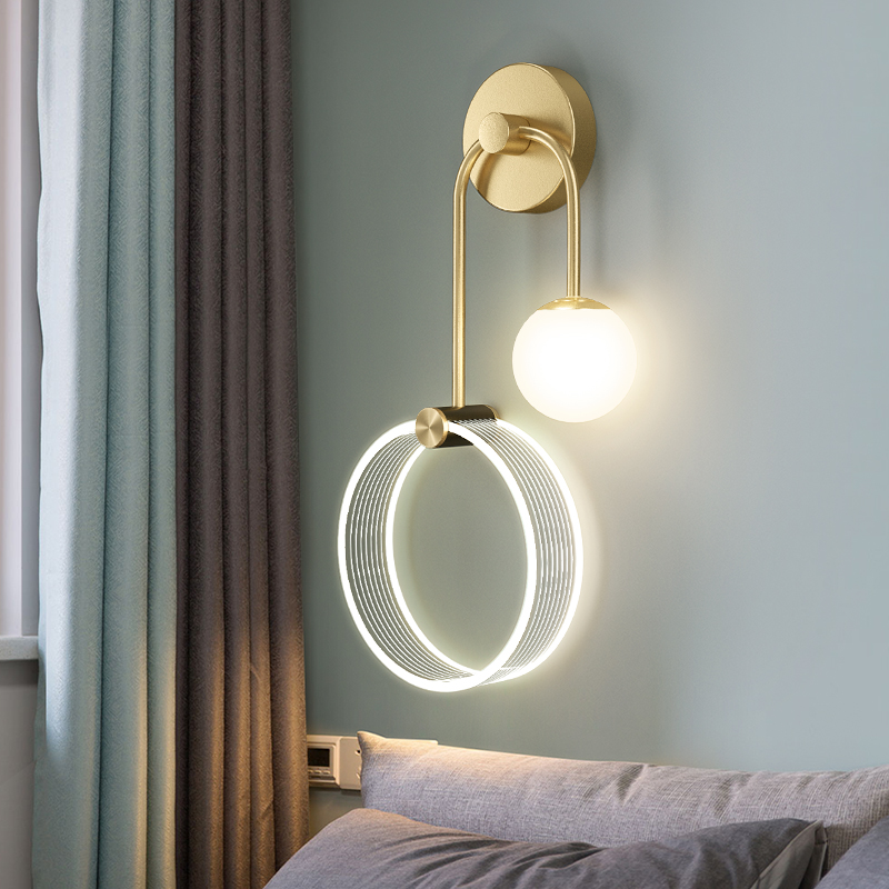 Wall lamp Bedroom bed head lamp modern brief about 2022 new net red Living room Background wall lamp light and luxurious Nordic minimalist lights-Taobao