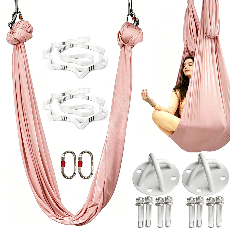 American-Style Home Use 5m Aerial Yoga Hammock Set, Yoga Studio-Specific Yoga Straps, Hanging Cloth, Chrysanthemum Rope, Fixing Plate