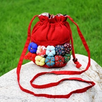  Yunnan ethnic characteristics cosmetic bag handmade fabric bag portable crossbody dual-use pumpkin bag