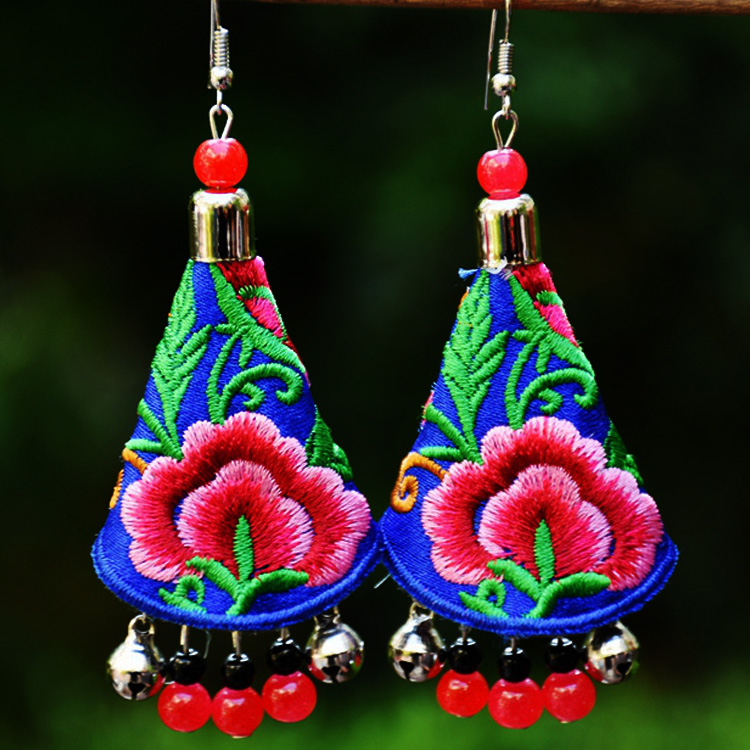 Yunnan Ethnic Wind Embroidered Retro Ear Accessories Accessories New Earrings Handmade Cloth Art Original Design Earrings