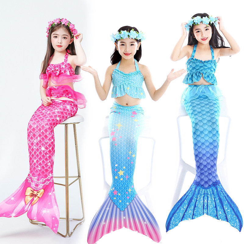 Girl mermaid swimsuit princess skirt split bikini swimsuit mermaid tail costume children's hot spring set