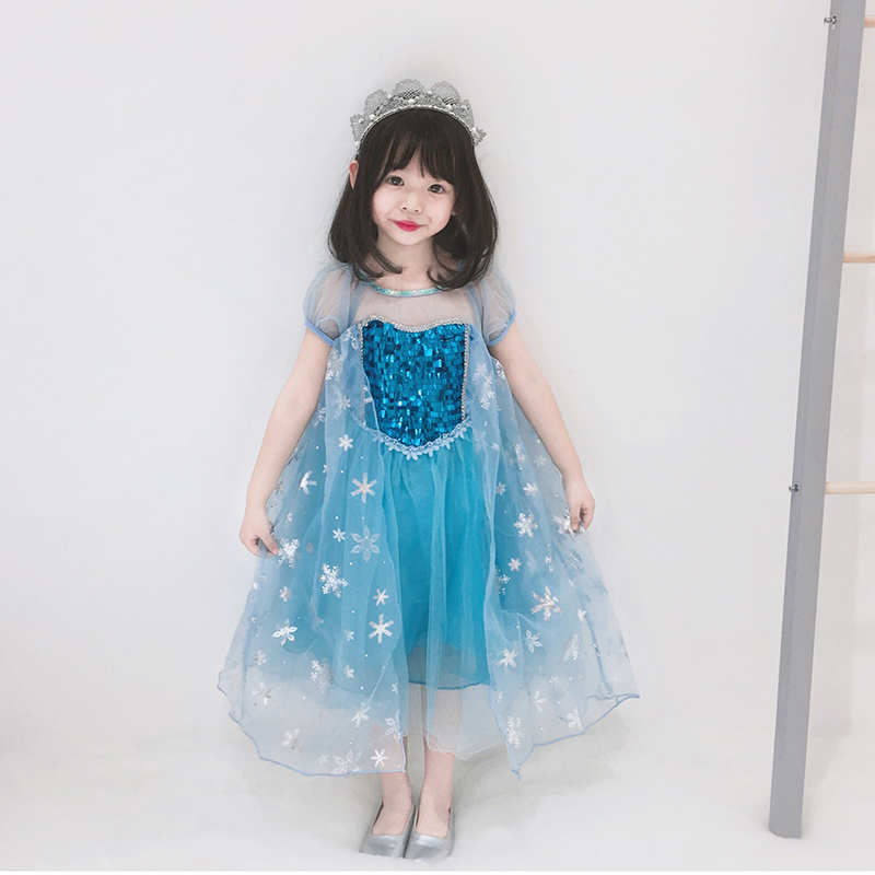 Girl Snow Chicken Princess Aisa dress Elsa dress performs dress for birthday gift