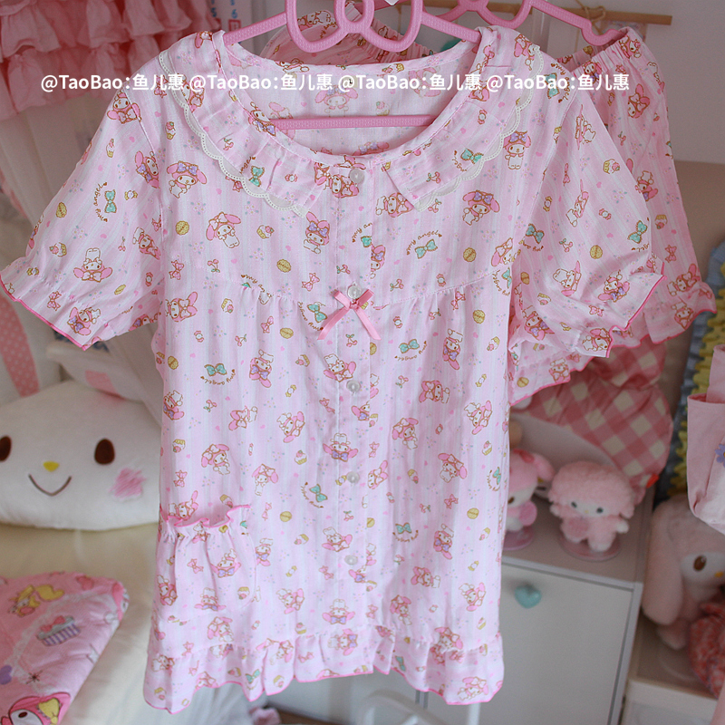 Melody Cotton Gauze Pajamas for Women, Summer Ruffled Cotton Short-Sleeved Shorts, Thin Home Wear, Doll Collar Set