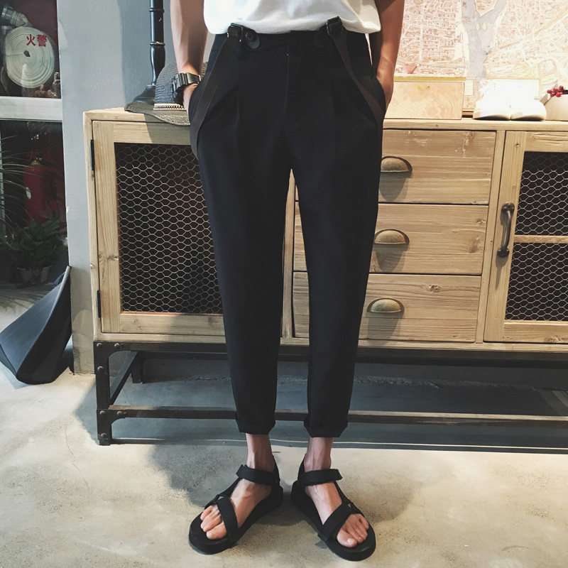 Day Ensemble Spring Autumn Temperament Men 90% Pants Casual Pants Youth Holding Baby Bag Pants Han Version Sashimi Harun Pants Tide