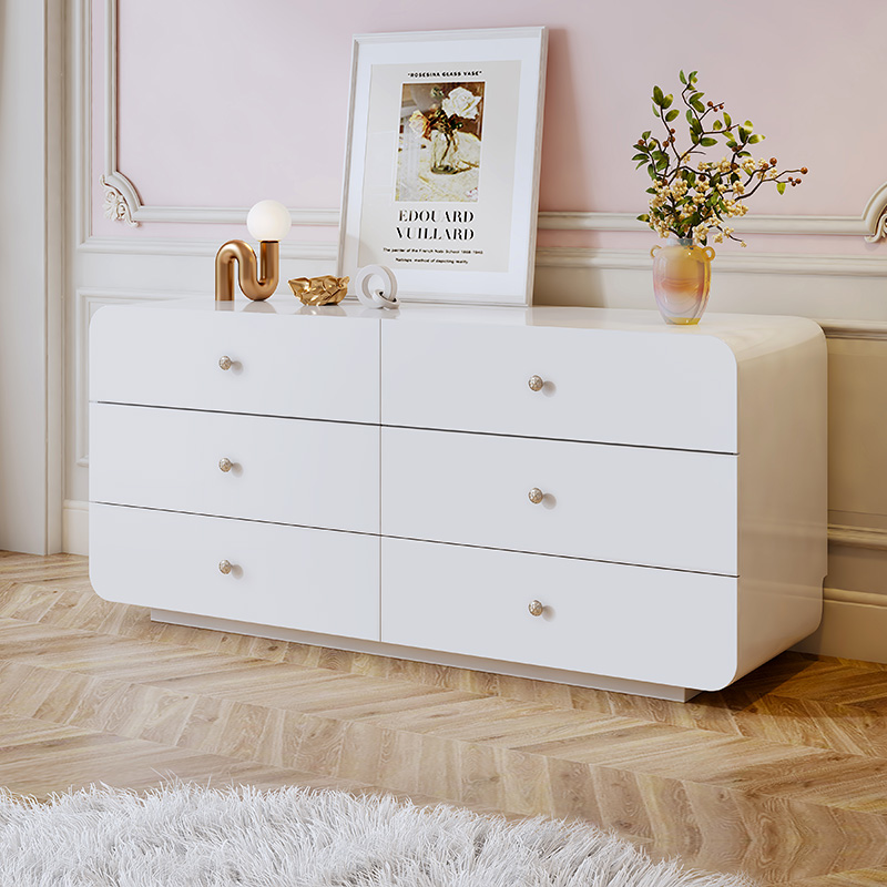 French cupboard light luxury modern bedroom locker cream wind all solid wood six doors container cabinet dining room cabinet