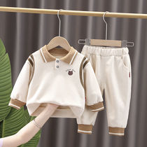 Boys autumn suit 2021 New Baby Children Spring and Autumn long-sleeved clothes two-piece Baby foreign-style clothes tide