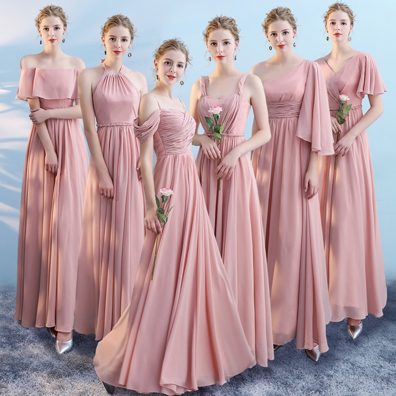 Bridesmaid Dress, High-End Gauze Skirt, Summer Style, Simple Performance Dress, Banquet Chiffon Wedding Sister Group Long Dress
