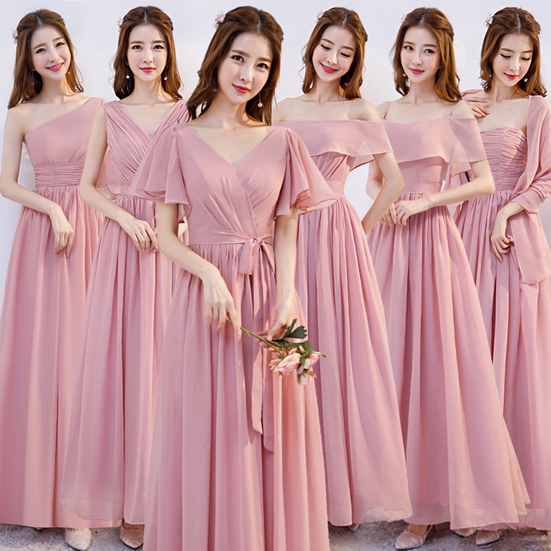 Bridesmaid Dress 2026 New Summer Pink Long Style Wedding Fairy-Like Elegant Simple Slimming Graduation Season Besties Sister Group Bridesmaid Dress 2026 New Summer Pink Long Style Wedding Fairy-Like Elegant Simple Slimming Graduation Season Besties Sister Group