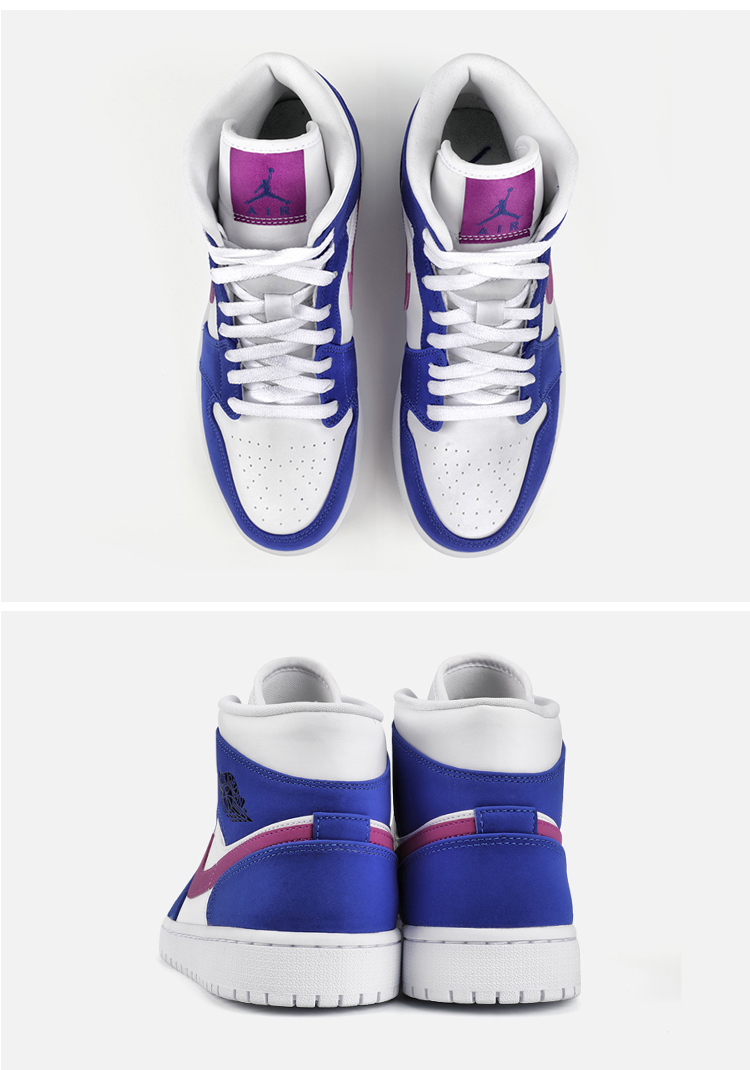 Nike AIR JORDAN 1 MID AJ1 Zhongbang Giày bóng rổ màu xanh và trắng tím 554724-451 - Giày bóng rổ giày thể thao đen