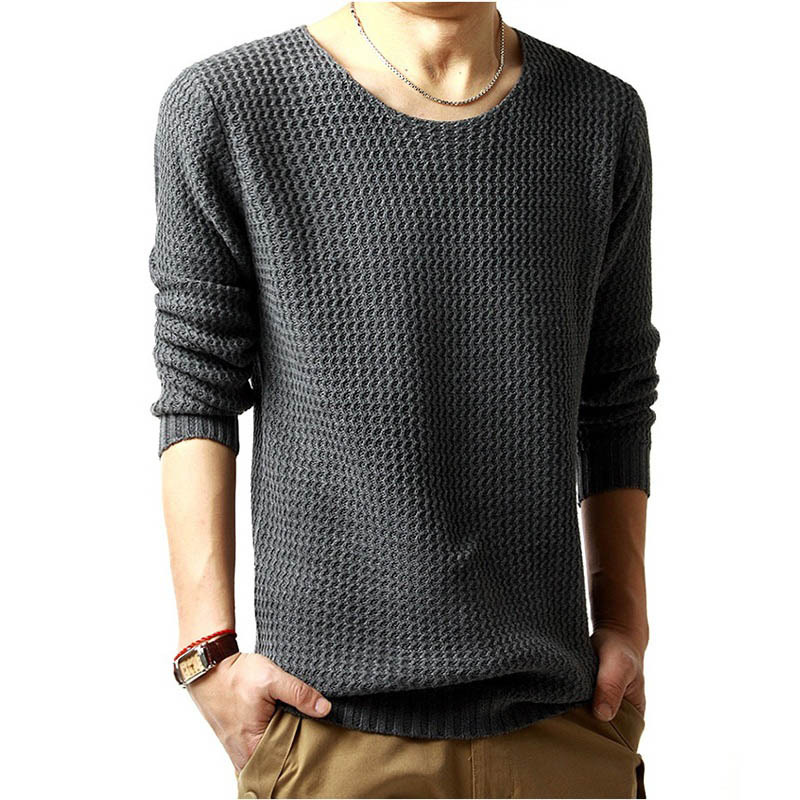 Autumn and Winter Thickened Round Neck Pullover Large Size Loose Sweater Men's Base Layer Korean Style Long-Sleeve Solid Color Knitwear Men's Clothing