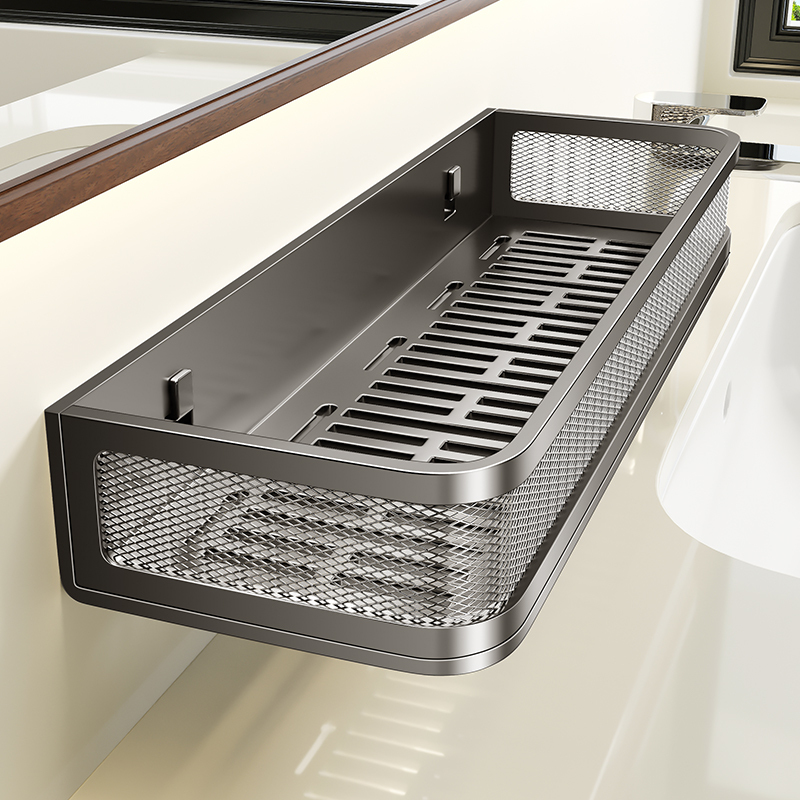 No-Drill Bathroom Shelf, Toilet Washbasin Wall-Mounted Storage Rack, Bathroom Wall Storage Organizer