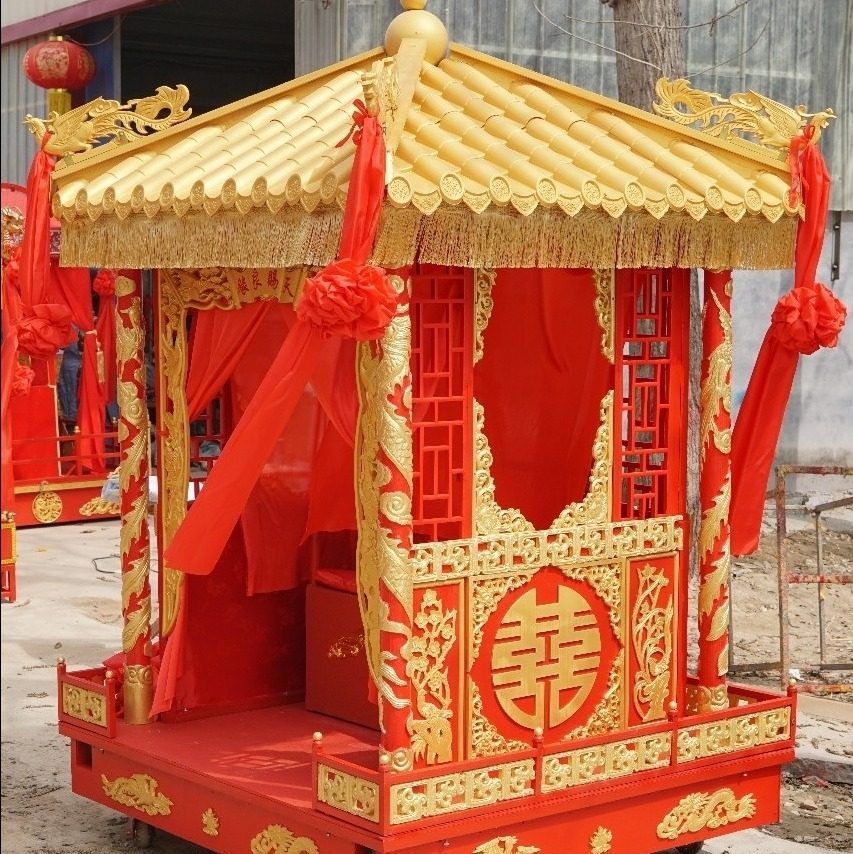 婚庆神器!十六抬大花轿双人中式婚礼八抬大轿步撵明制凤撵木雕,美到窒息!-花轿-淘宝好物网