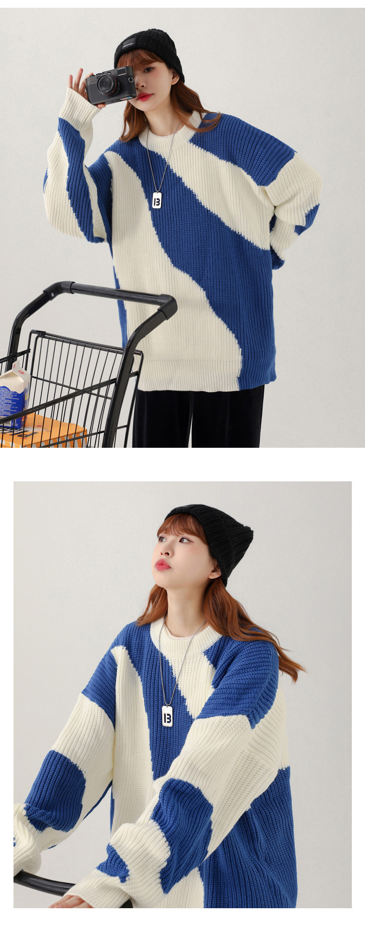 Herbst Winter Neue Kuh Muster Männer und Frauen Lose Casual Pullover XZ503-1MY09P75 Control 98_voghion.com