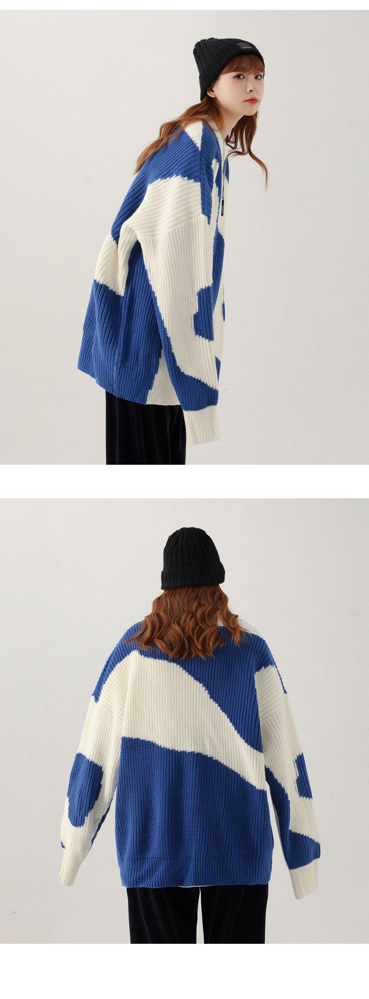 Herbst Winter Neue Kuh Muster Männer und Frauen Lose Casual Pullover XZ503-1MY09P75 Control 98_voghion.com