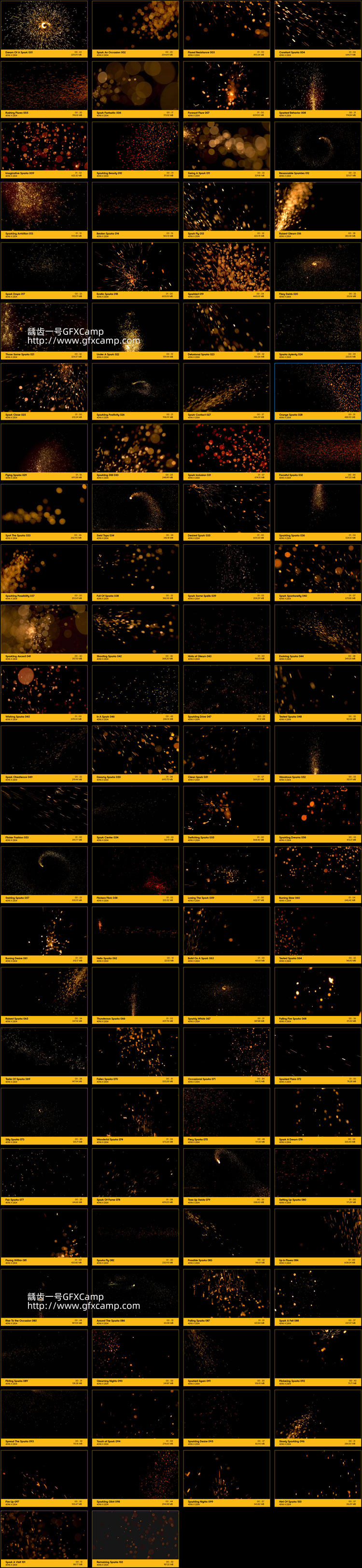 102组慢动作星火粒子特效合成4K视频素材