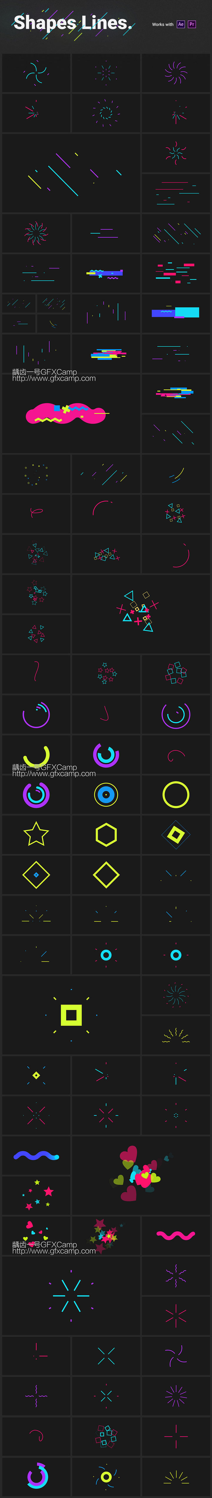 AE脚本+PR预设-1450+时尚排版商品介绍宣传包装文字标题字幕条Logo动画转场背景元素包 Graphics Pack TOKO V3(支持2019)