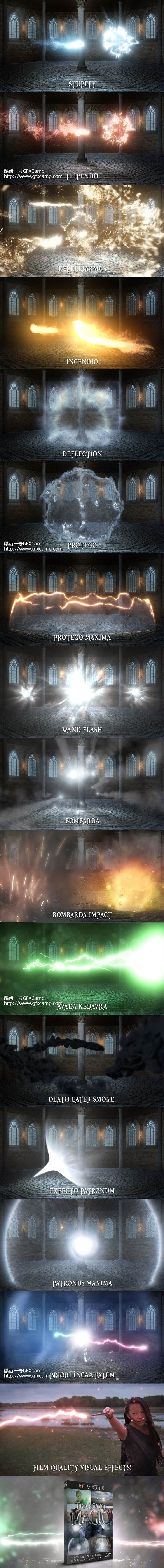 AE模板-哈利波特魔法能量烟雾闪电保护罩粒子冲击波特效动画 Particular