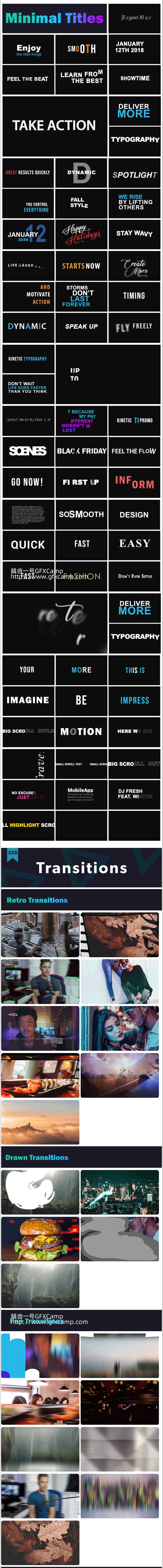 Premiere/PR模板预设-2050组文字标题字幕条图形背景排版动画视频转场预设V2