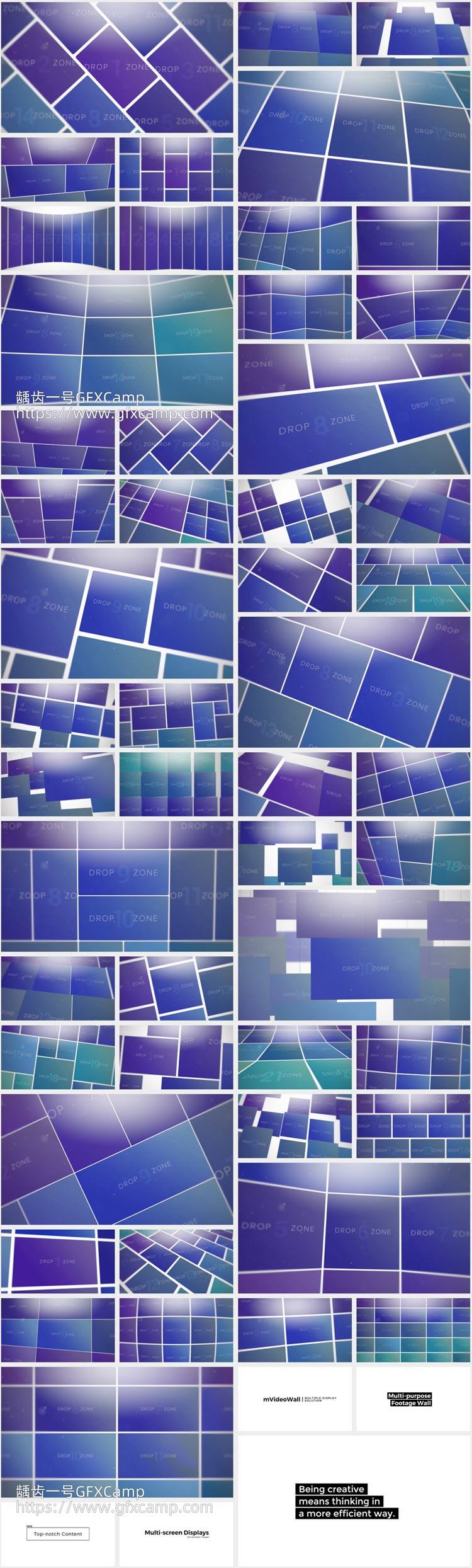 FCPX插件 56组视频照片墙场景展示动画 mVideowall