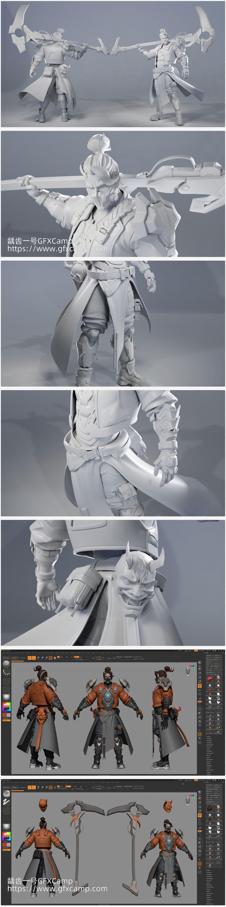 ZBrush游戏次世代科幻人物高精度角色模型雕刻细化建模教程+工程文件 中文/英文字幕