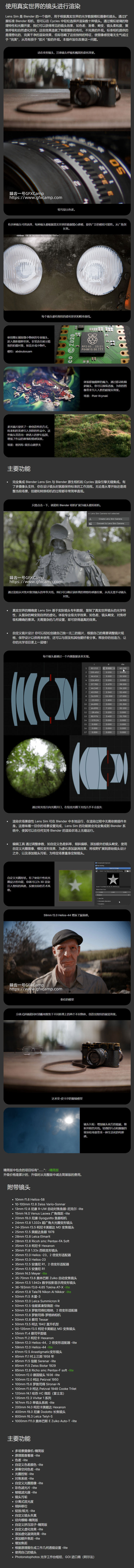 Blender真实光学摄像机色差畸变柔光虚焦镜头插件 Lens Sim V2 Blender真实光学摄像机色差畸变柔光景深虚焦镜头插件Lens Sim V2
