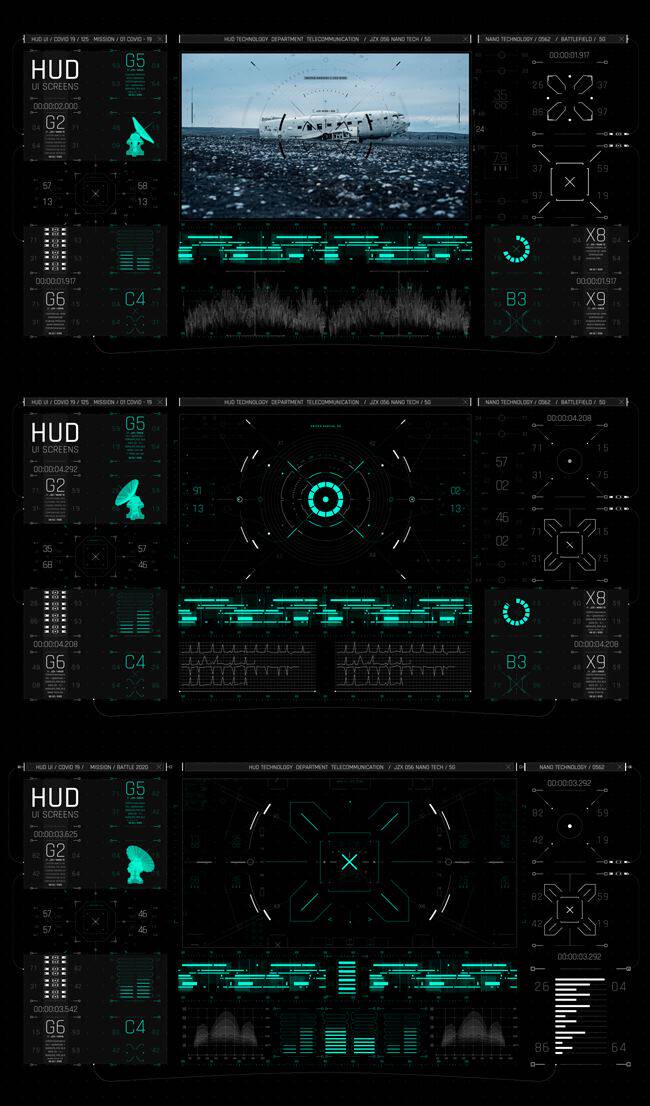 AE模板-400+科技感电影游戏UI界面屏幕HUD动画元素