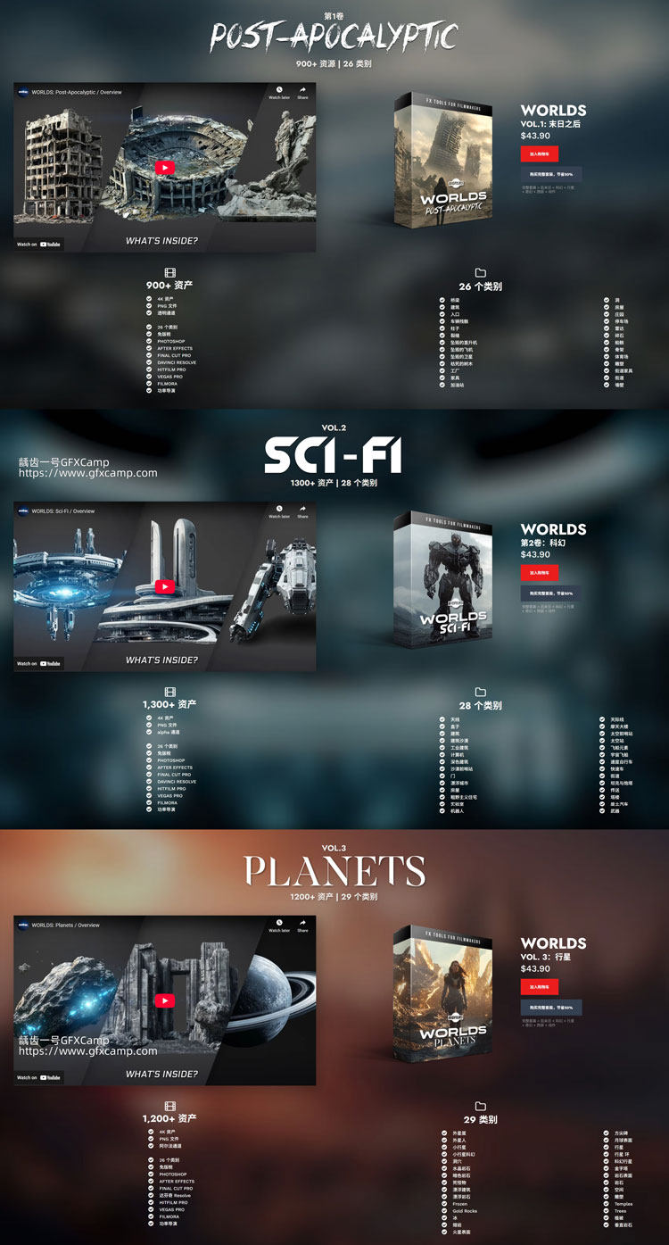 6500末日科幻外星球西部奇幻动作特效合成透明背景PNG图片素材6套