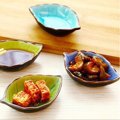 Leaves Ceramic Small Saucer Fish Dish Kitchen Multifunction With Seasoned Saucer Ice Cracked Glaze Sauce Vinegar Cutlery