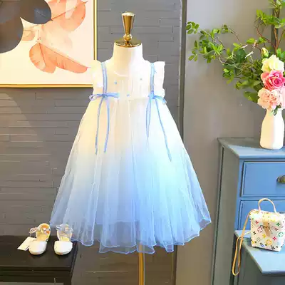 Super fairy girl Summer Dress 2 baby girl foreign style dress 3 Korean little girl skirt 5 Princess puffy gauze dress 6 years old