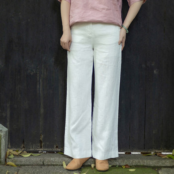 Nian jiangnan casual versatile solid color linen pants slim and drape niche design pants breathable ແລະສະດວກສະບາຍສໍາລັບແມ່ຍິງ