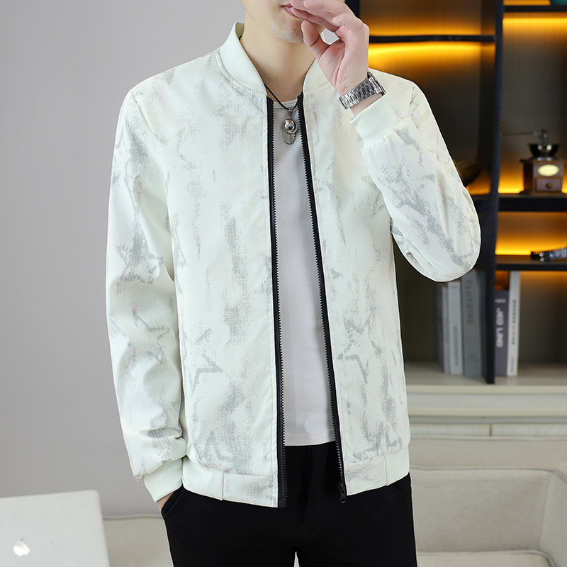 Small Size Men's XS Printed Jacket Simple Youth Baseball Jacket S Korean Style Casual Jacket for Small People 160 Spring and Autumn Style Coat