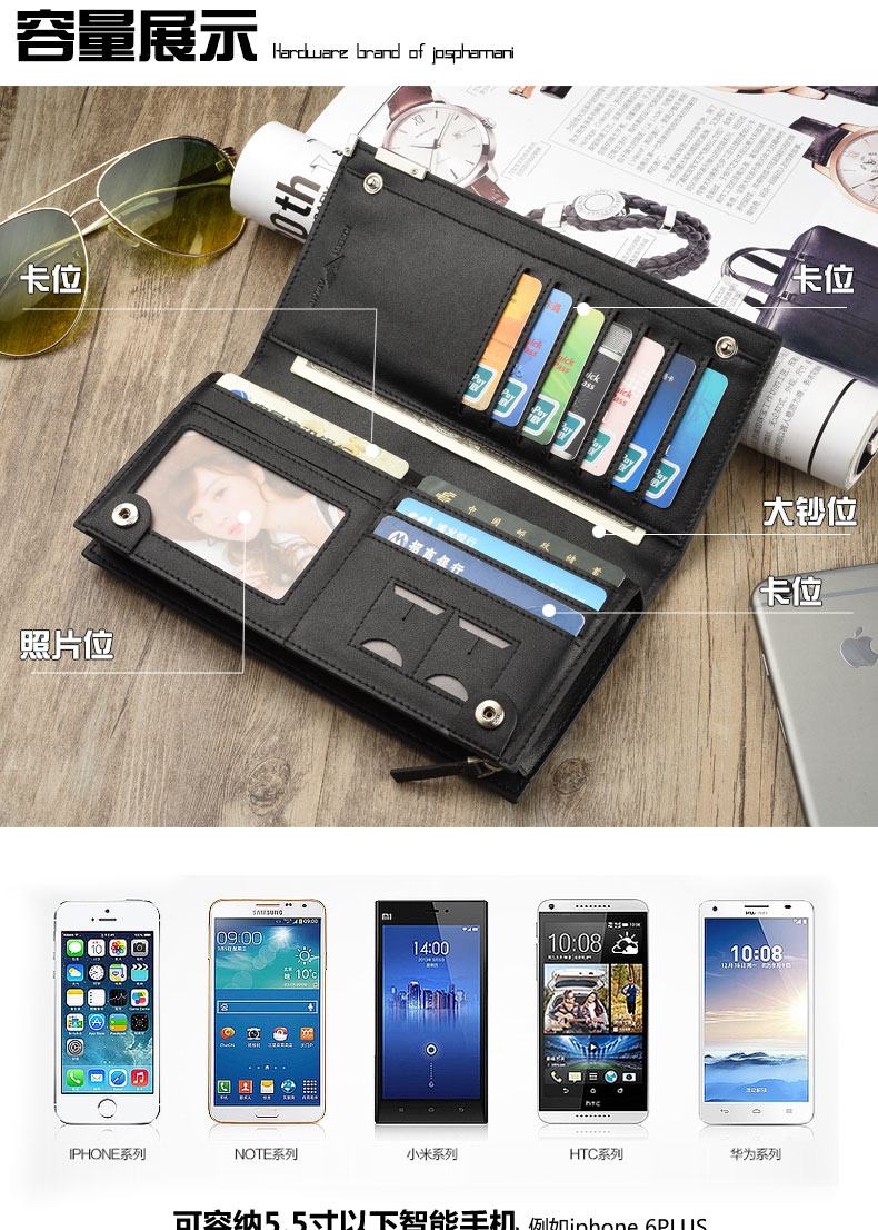 Zhuo Fan Armani ví dài mới dây kéo nam chéo hạt da màu đen đa thẻ thanh niên - Ví tiền ví nữ hàng hiệu